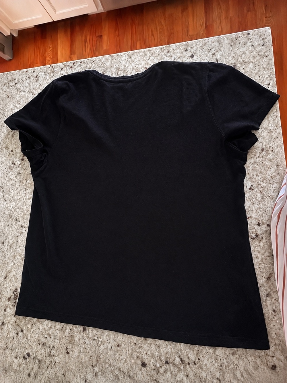Lilla P Black V-Neck Slub Cotton T-Shirt Short Sleeve Lightweight Basic Tee XL - Picture 3 of 6